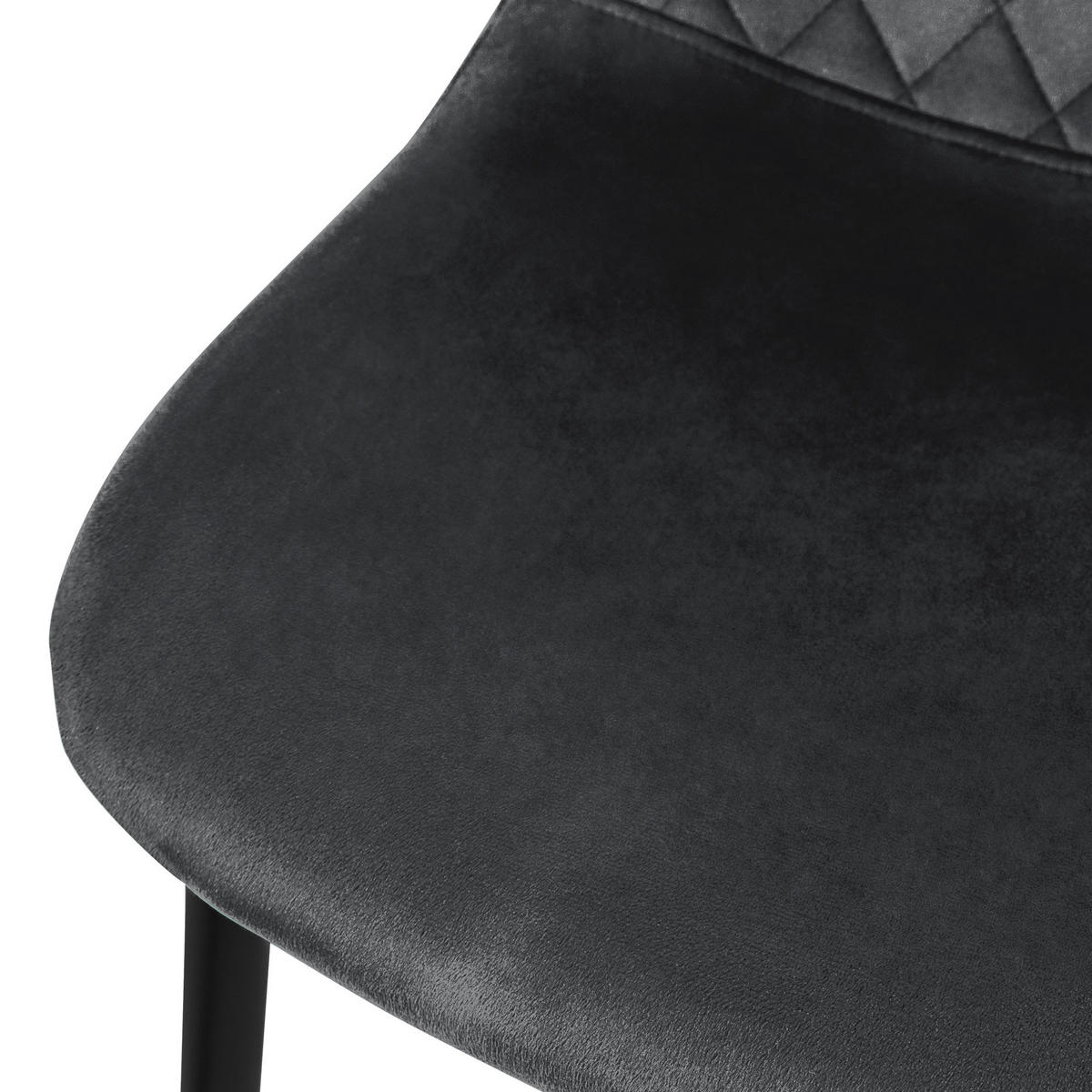 STUHL Samt Anthrazit 4er Set - Anthrazit, Metall (51/89/44cm) - ML-DESIGN