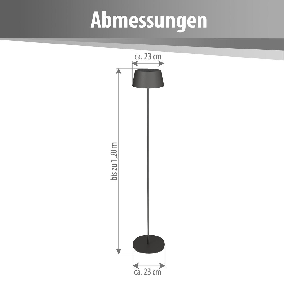 LED-STEHLEUCHTE Solar Outdoor bis zu 120cm Metall schwarz - Schwarz, Metall (23/23/120cm) - Northpoint