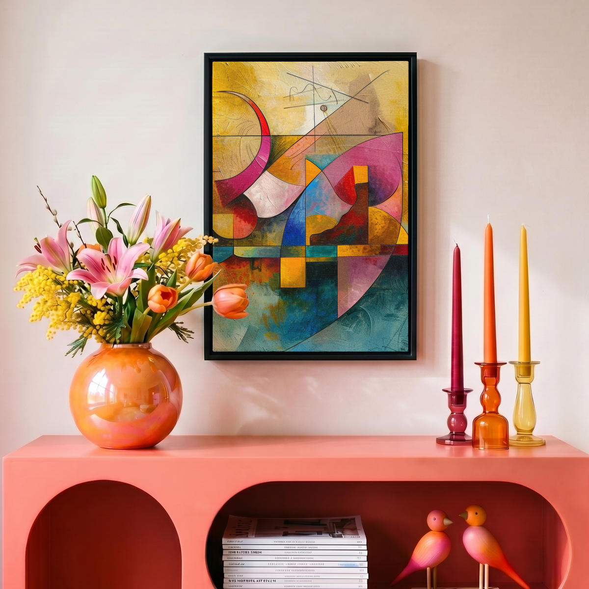 LEINWAND Bilder mit Rahmen - Kunst - Abstrakt - Modern - 20x30 - Gelb, Textil (20/30cm) - MuchoWow