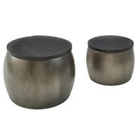 COUCHTISCH Set – 2-teilig Metall Holz rechteckig Industrial - Silberfarben, Holz/Metall (55/55/45cm) - KADIMA DESIGN