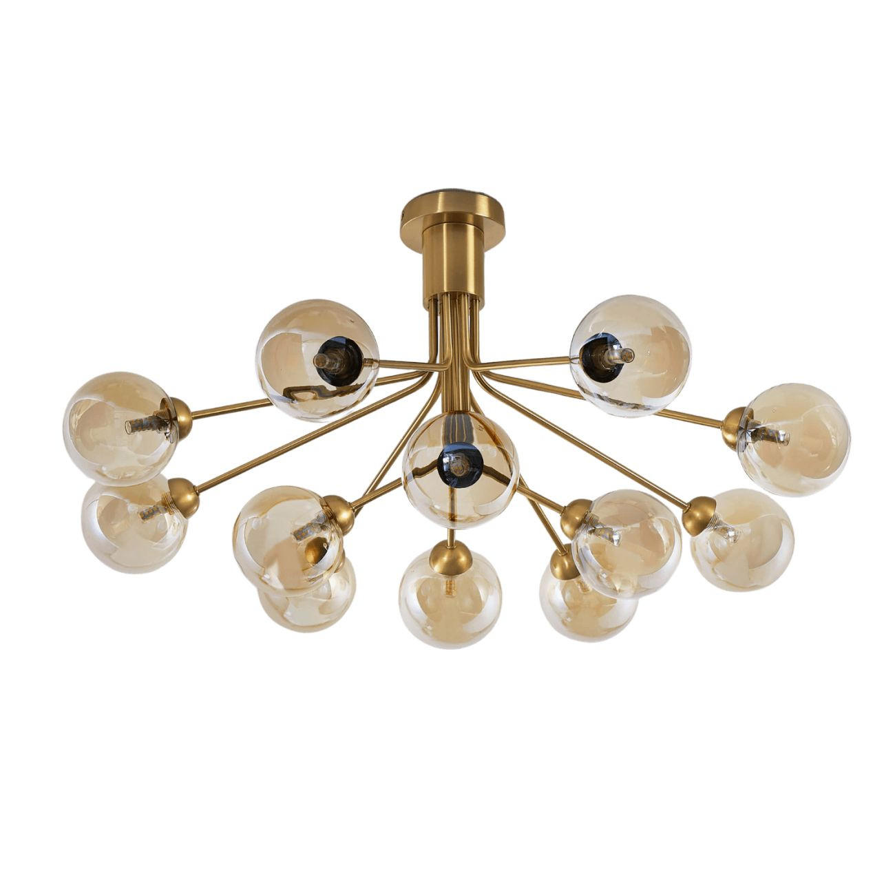 KRONLEUCHTER Audrey, Bernstein und Messing, 43cm - Goldfarben, Glas (43/82/43cm) - KOSILUM