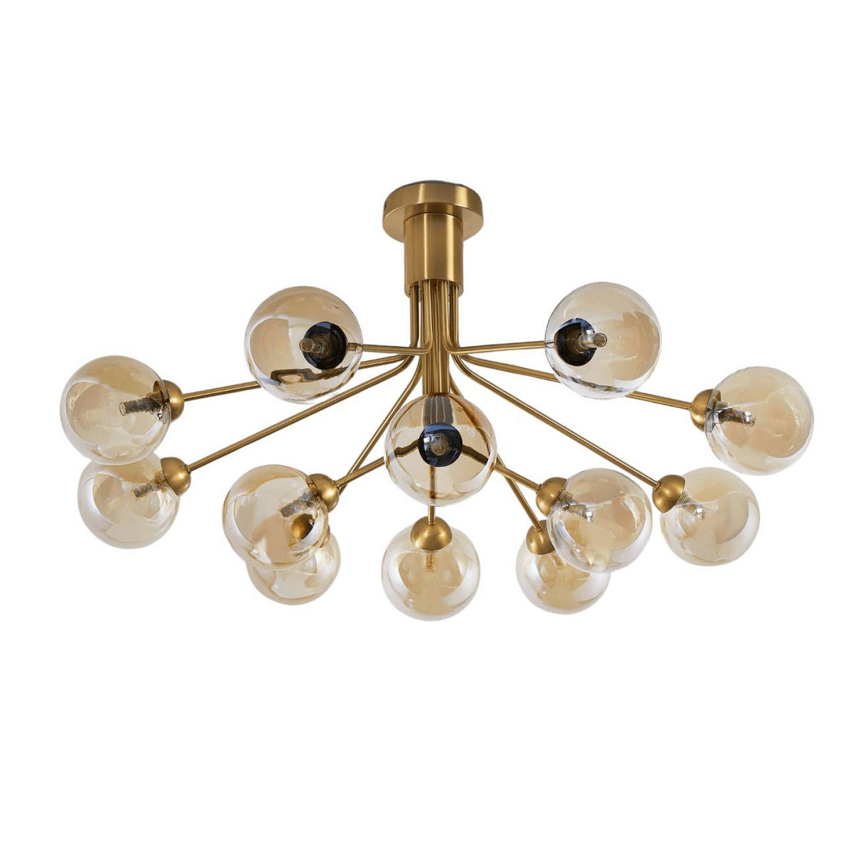 KRONLEUCHTER Audrey, Bernstein und Messing, 43cm - Goldfarben, Glas (43/82/43cm) - KOSILUM