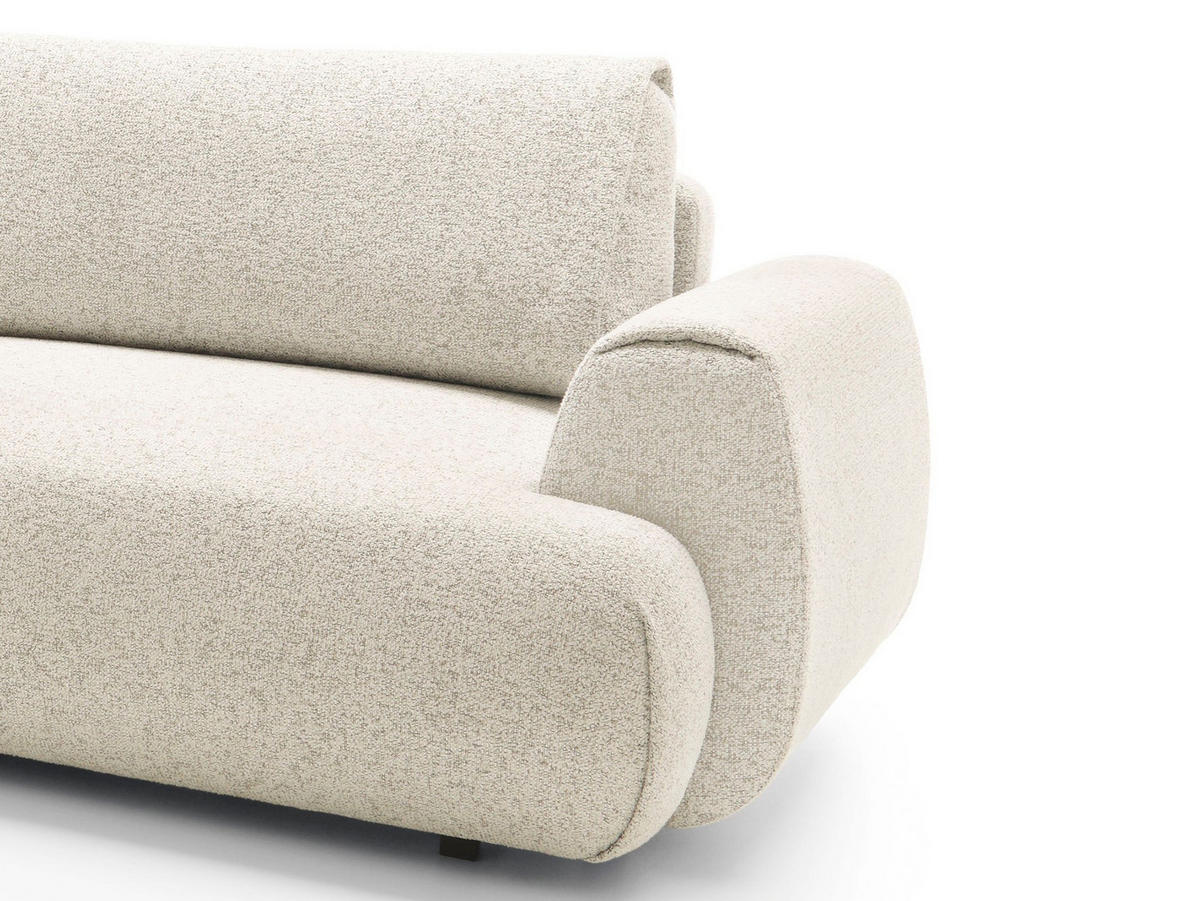 ECKSOFA ZEST Creme Geflochtener Stoff mit Schlaffunktion - Creme, Holz (270/167cm) - MASSENO