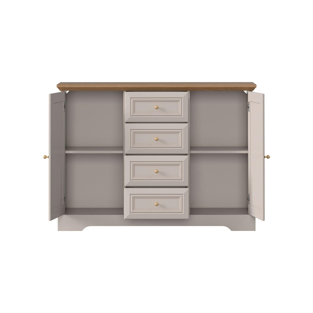 SIDEBOARD Dulci Kašmír a dřevo - béžová, kompozitní dřevo (124.7/91.5/46.2cm) - Petits-meubles