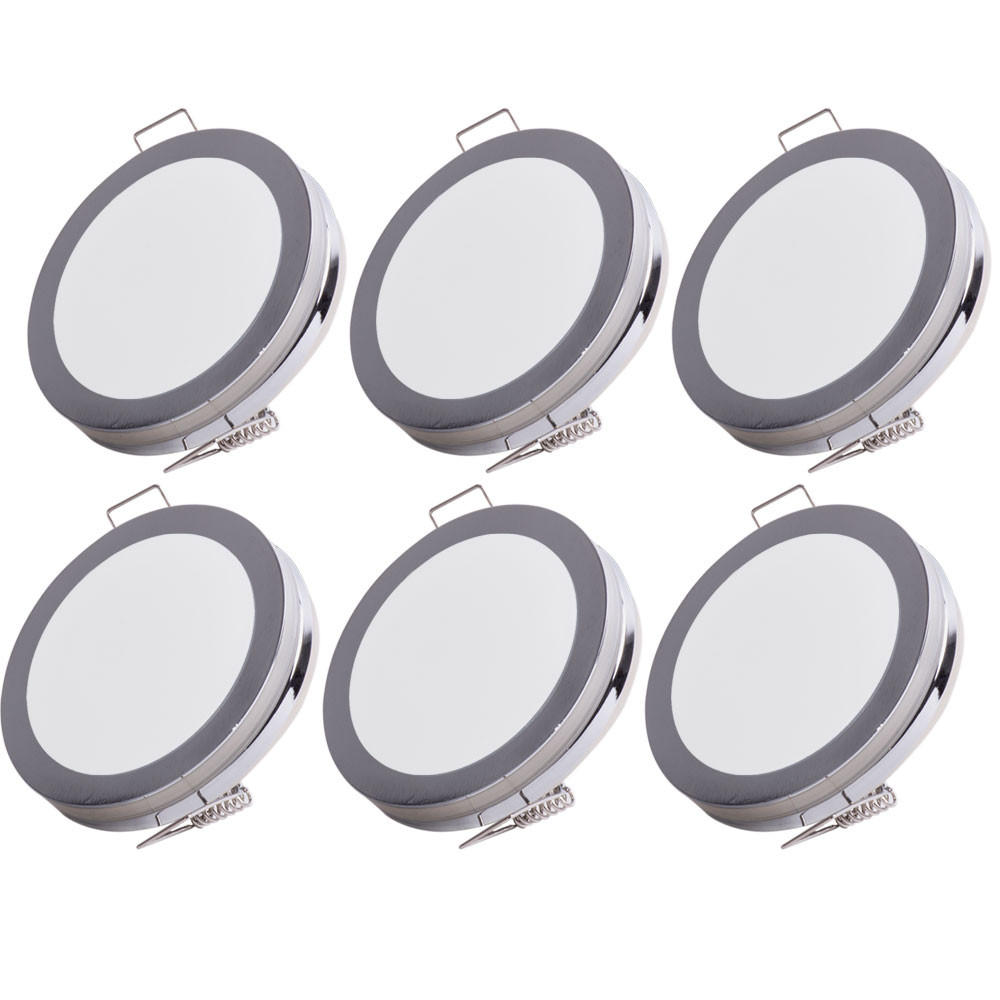 LED DECKENLEUCHTE Weiß Chrom 6er Set - Weiß, Kunststoff (8.5/8.5/1.5cm)