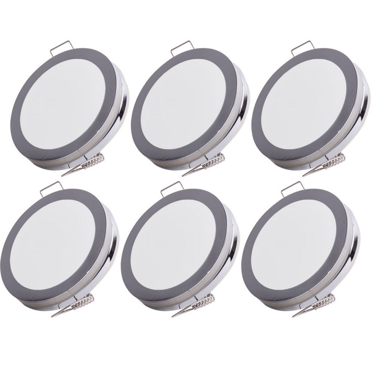 LED DECKENLEUCHTE Weiß Chrom 6er Set - Weiß, Kunststoff (8.5/8.5/1.5cm)