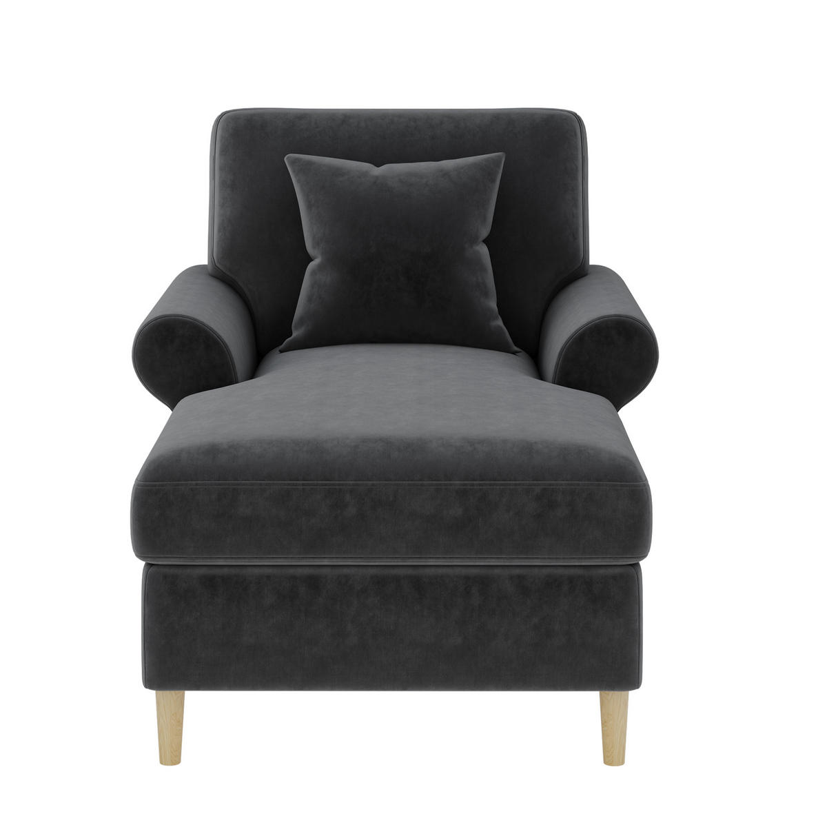 RELAXSESSEL Samt mit Liegefunktion 133/87/90 cm Grau inklusive Kissen - Grau, Kunststoff/Textil (87/90/133cm) - Redom