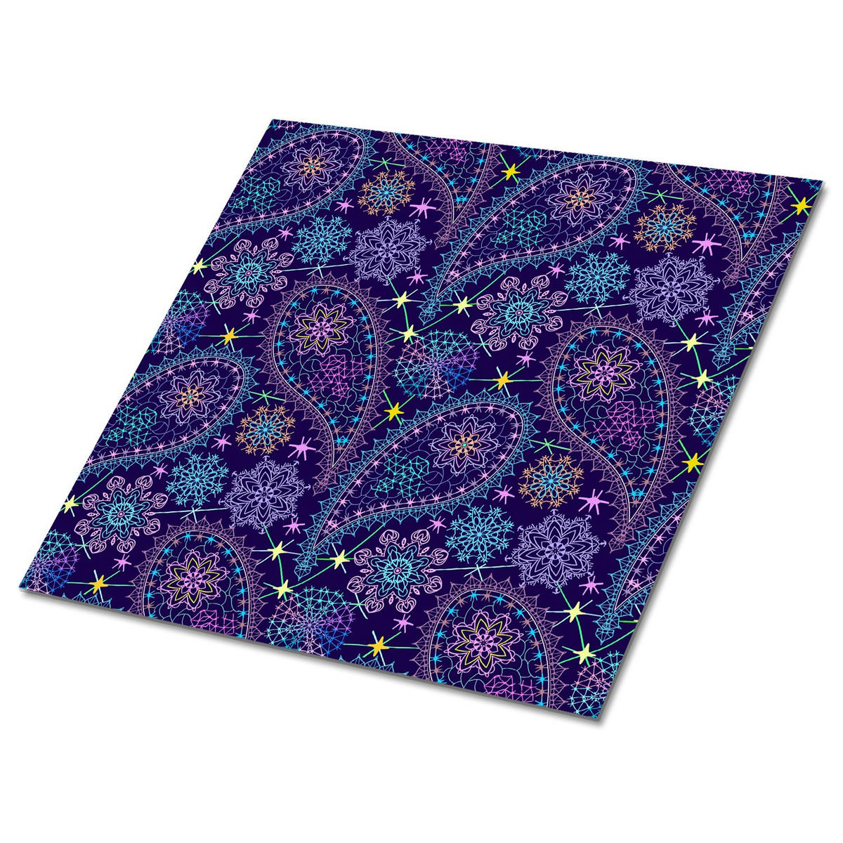 FLIESENAUFKLEBER 9 Stück 30x30 cm selbstklebend Paisley-Muster - Multicolor, Textil (30/1.6/30cm) - TULUP