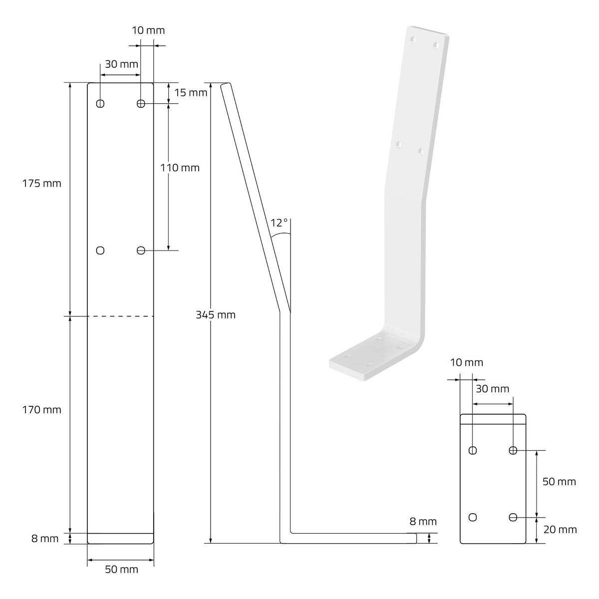 RÜCKENLEHNENHALTERUNG - Weiß, Metall (5/34.5/10cm) - ML-DESIGN