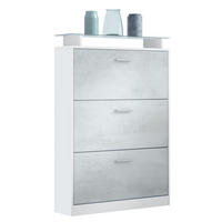 SCHUHSCHRANK Lavia Front in Beton Oxid Optik - Hellgrau, Holzwerkstoff (89/128/23cm) - Vladon