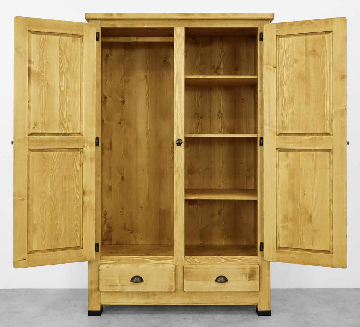 KLEIDERSCHRANK aus Massivholz VINTAGE - Honig, Holz (125/200/56cm) - Seart