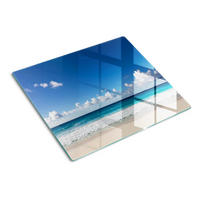 GLASPLATTE 60x52 cm Strand auf den Seychellen - Blau, Glas (60/0.4/52cm) - TULUP