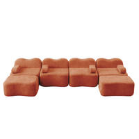 SOFA modular 2- bis 4-Sitzer Samt Orange - Orange, Textil (167/70/384cm) - Meubliv