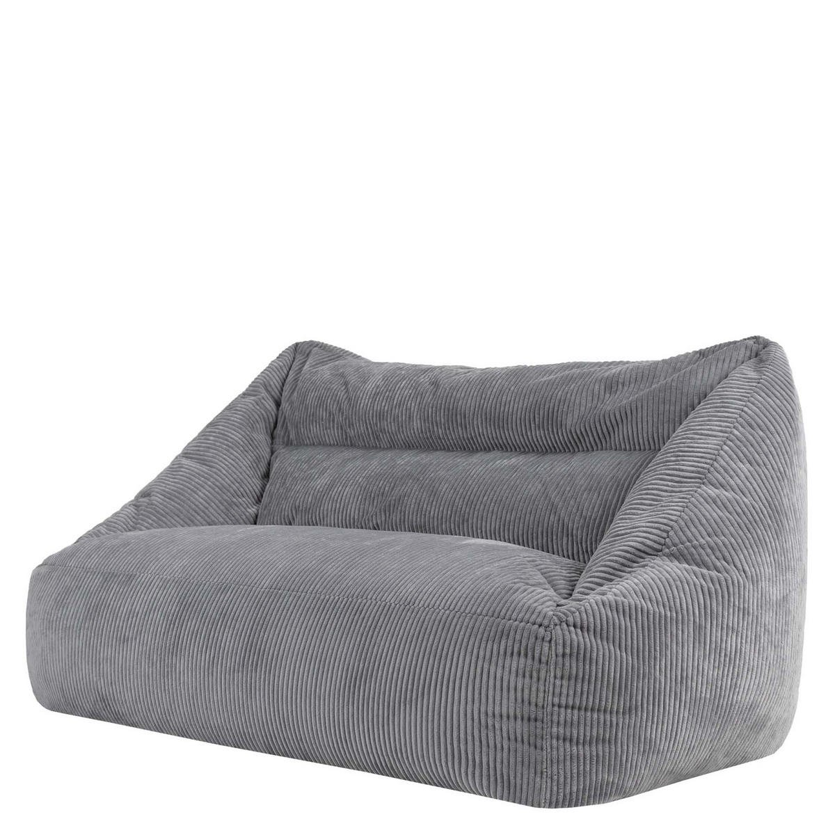 SITZSACK Sofa mit rundem Hocker - Grau, Textil (160/70/93cm) - icon