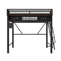 HOCHBETT 90/200 cm mit Metallgestell Schwarz, Staufächern und offener Unterseite - Schwarz, Metall