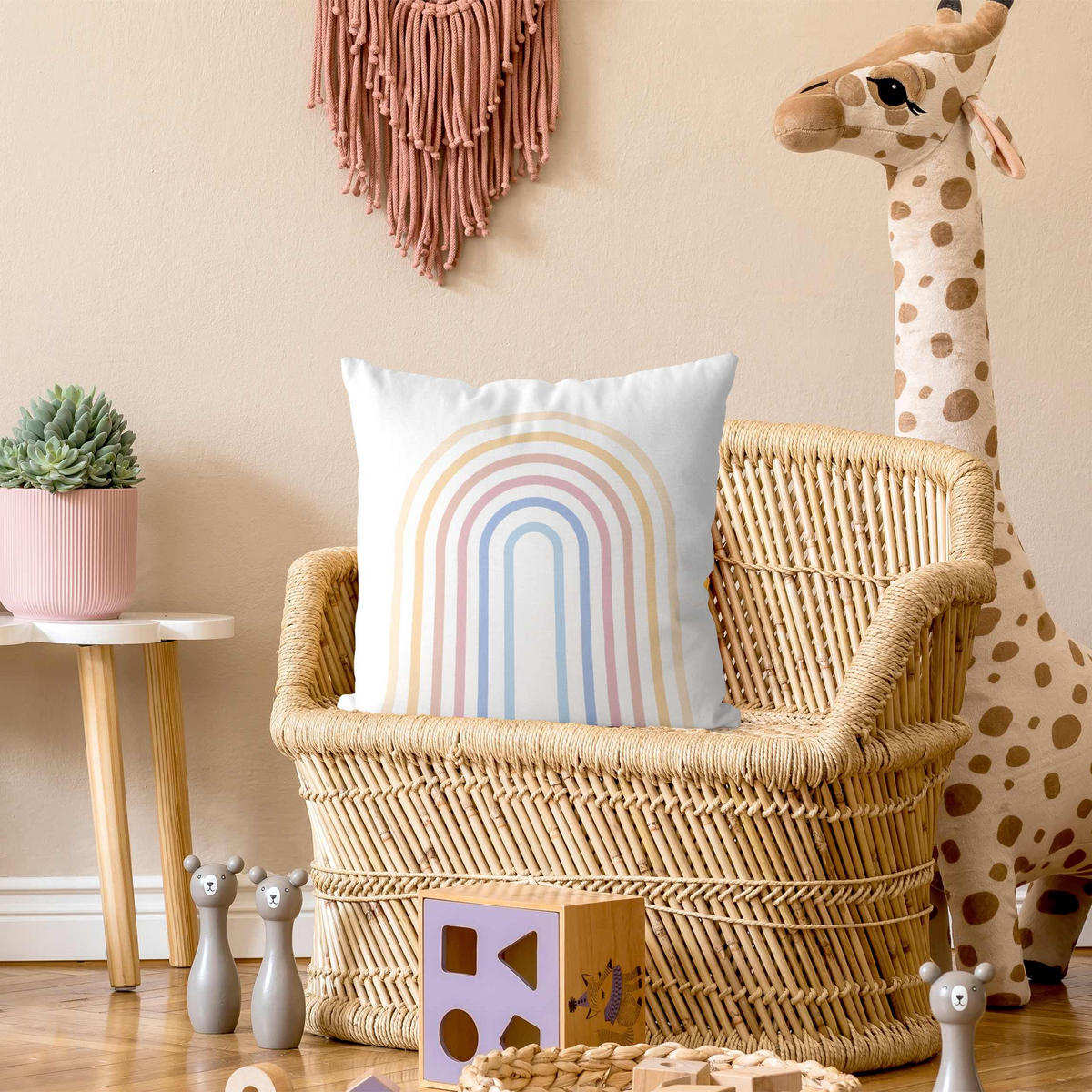 KISSENBEZUG Pastell Regenbogen 40/40 cm - Pastellblau, Textil (40/40cm) - Bilderwelten