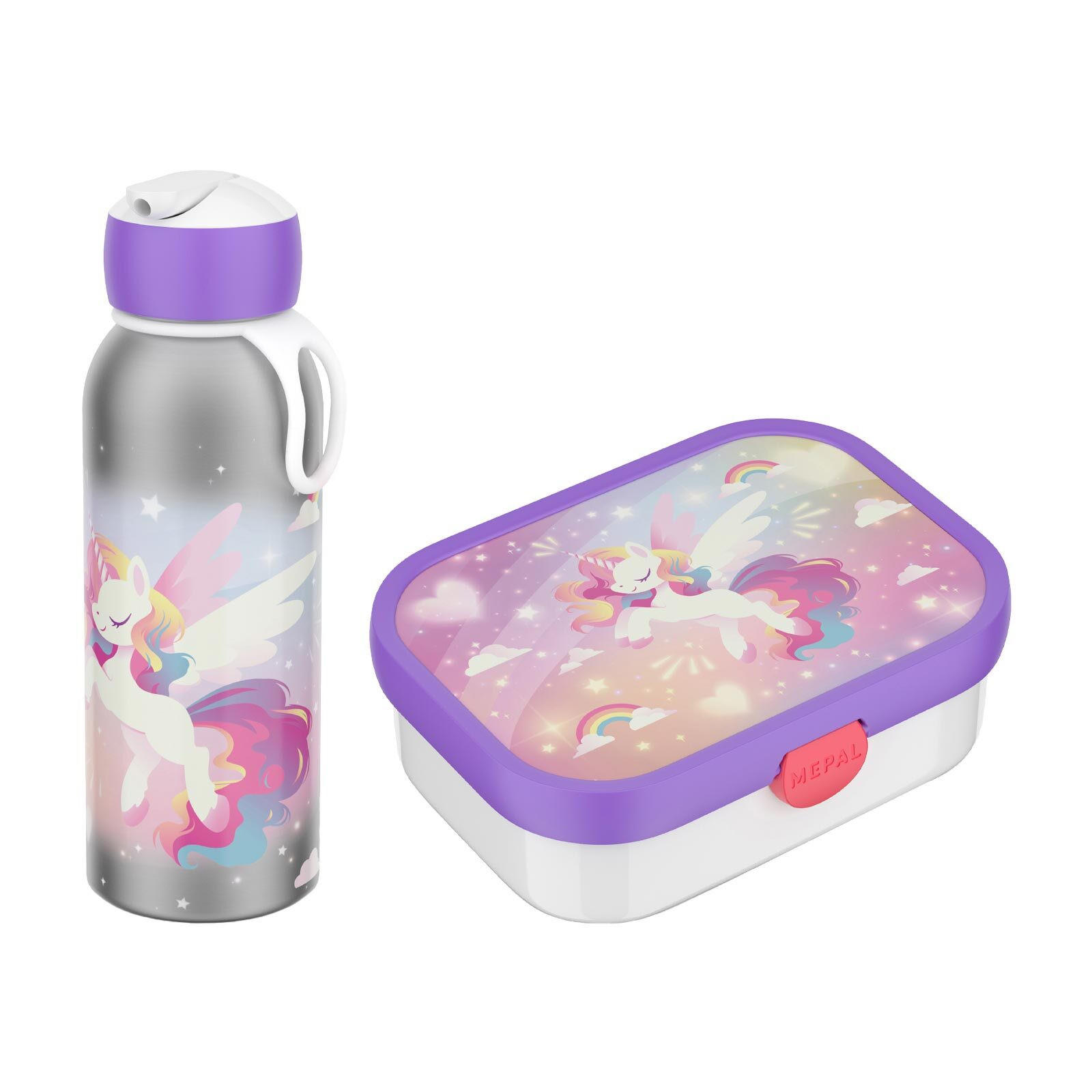 LUNCHSET MIT THERMOFLASCHE Campus Unicorn Glow 2er Set - Violett/Weiß, Kunststoff (1/1/1cm) - Mepal