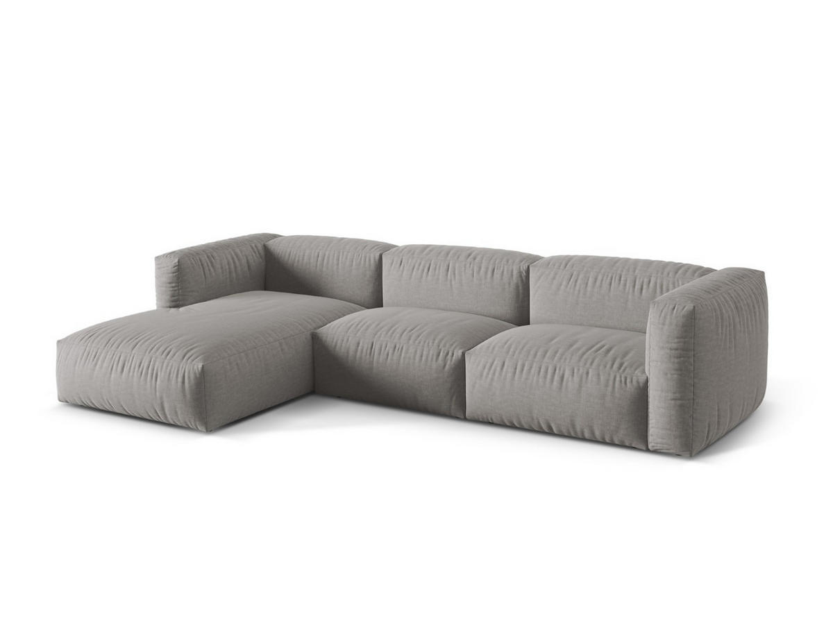 ECKSOFA modular links Martina aus strukturiertem Stoff hellgrau 3 Sitzplätze - Hellgrau, Textil (176/332cm) - Micadoni