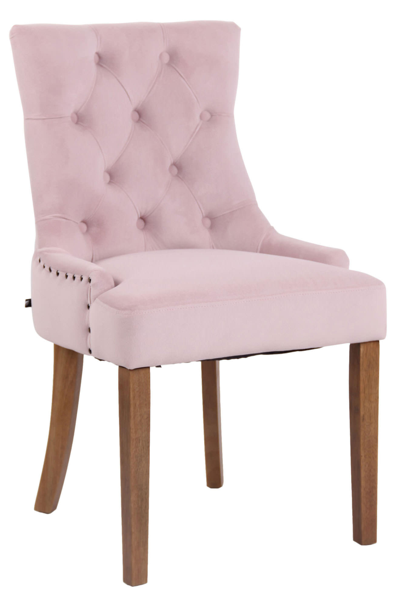 ESSZIMMERSTUHL Aboli Samt, antik-hell Pink - Hellbraun/Rosa, Holz/Textil (55/92/58cm) - TPFLiving