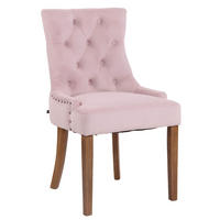 ESSZIMMERSTUHL Aboli Samt, antik-hell Pink - Hellbraun/Rosa, Holz/Textil (55/92/58cm) - TPFLiving