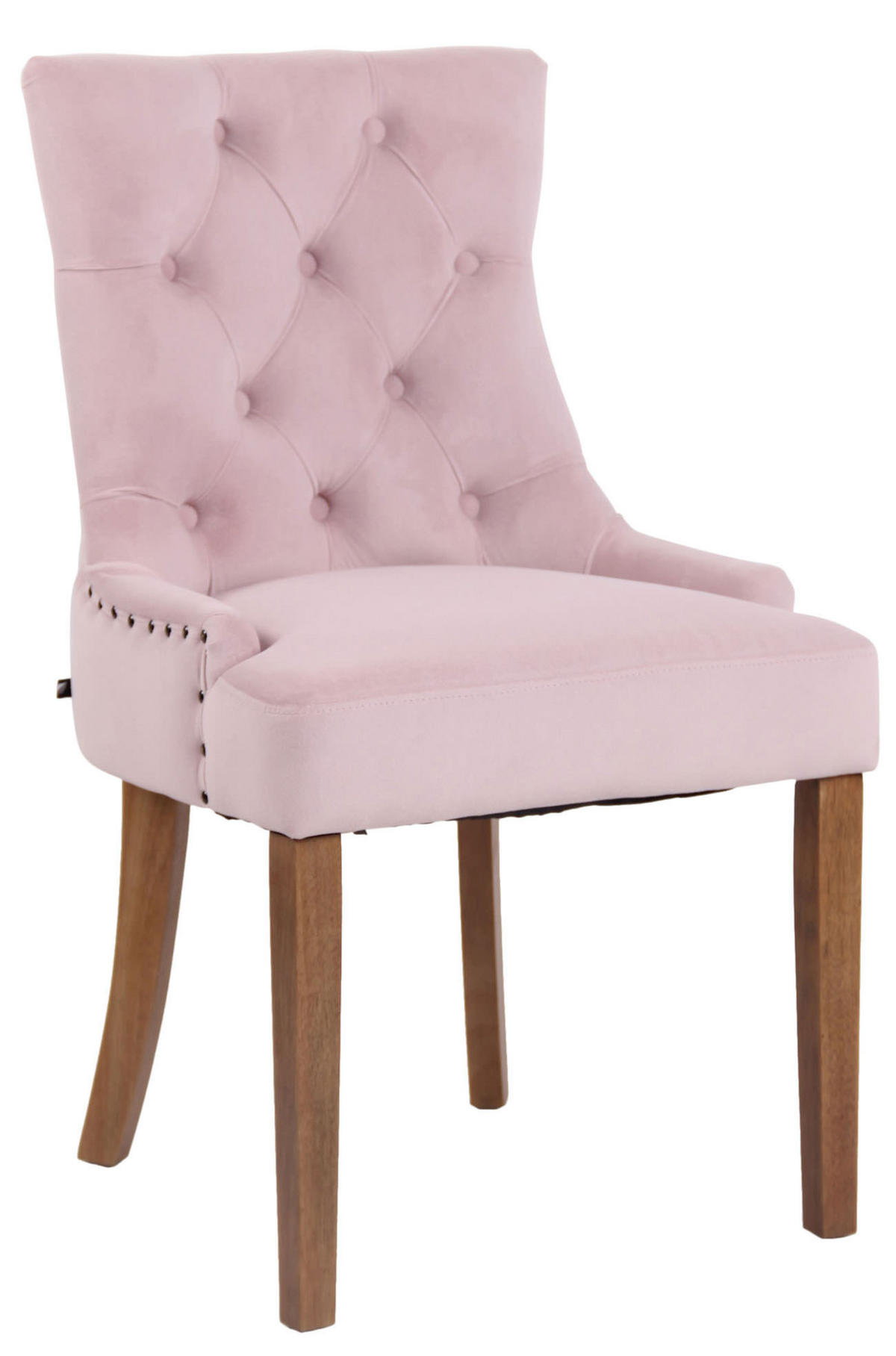 ESSZIMMERSTUHL Aboli Samt, antik-hell Pink - Hellbraun/Rosa, Holz/Textil (55/92/58cm) - TPFLiving