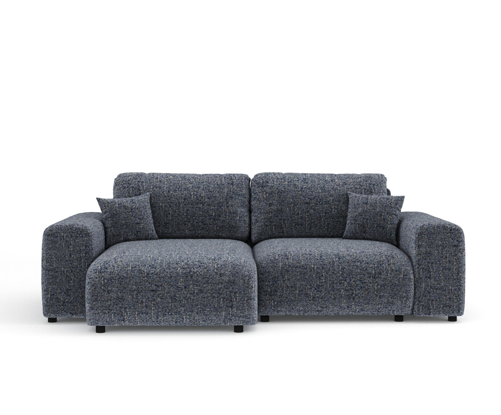 ECKSOFA Zanzibar Marineblau Webstoff - Schwarz/Dunkelblau, Holz/Holzwerkstoff (237/144cm) - Maison de Reve