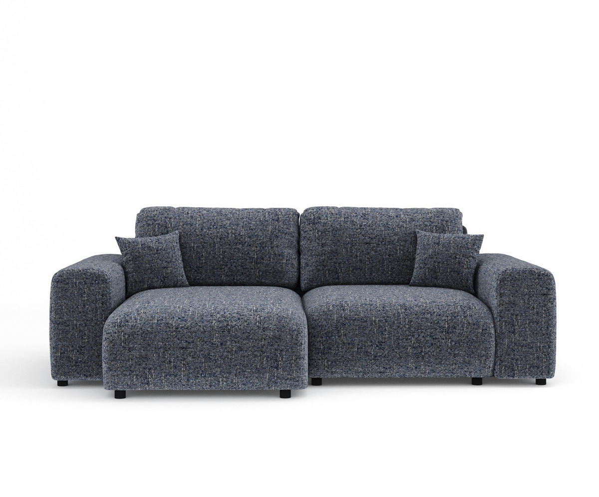 ECKSOFA Zanzibar Marineblau Webstoff - Schwarz/Dunkelblau, Holz/Holzwerkstoff (237/144cm) - Maison de Reve