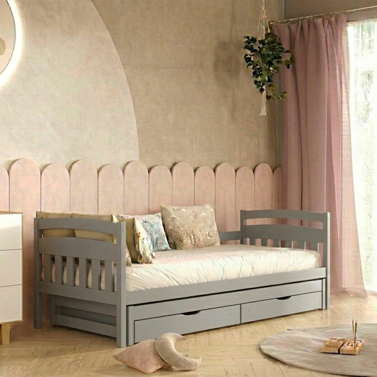 BETT 90/200 Tosia Grau - Grau, Holz (90/200cm) - Petits-meubles