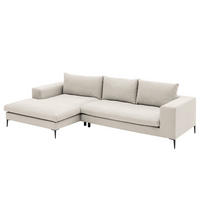 ECKSOFA mit Longchair - Beige/Schwarz, Textil/Metall (321/170cm) - home24