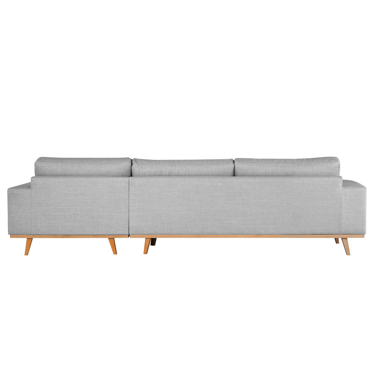 ECKSOFA mit Longchair - Buchefarben/Hellgrau, Buchenholz/Textil (281/153cm) - home24