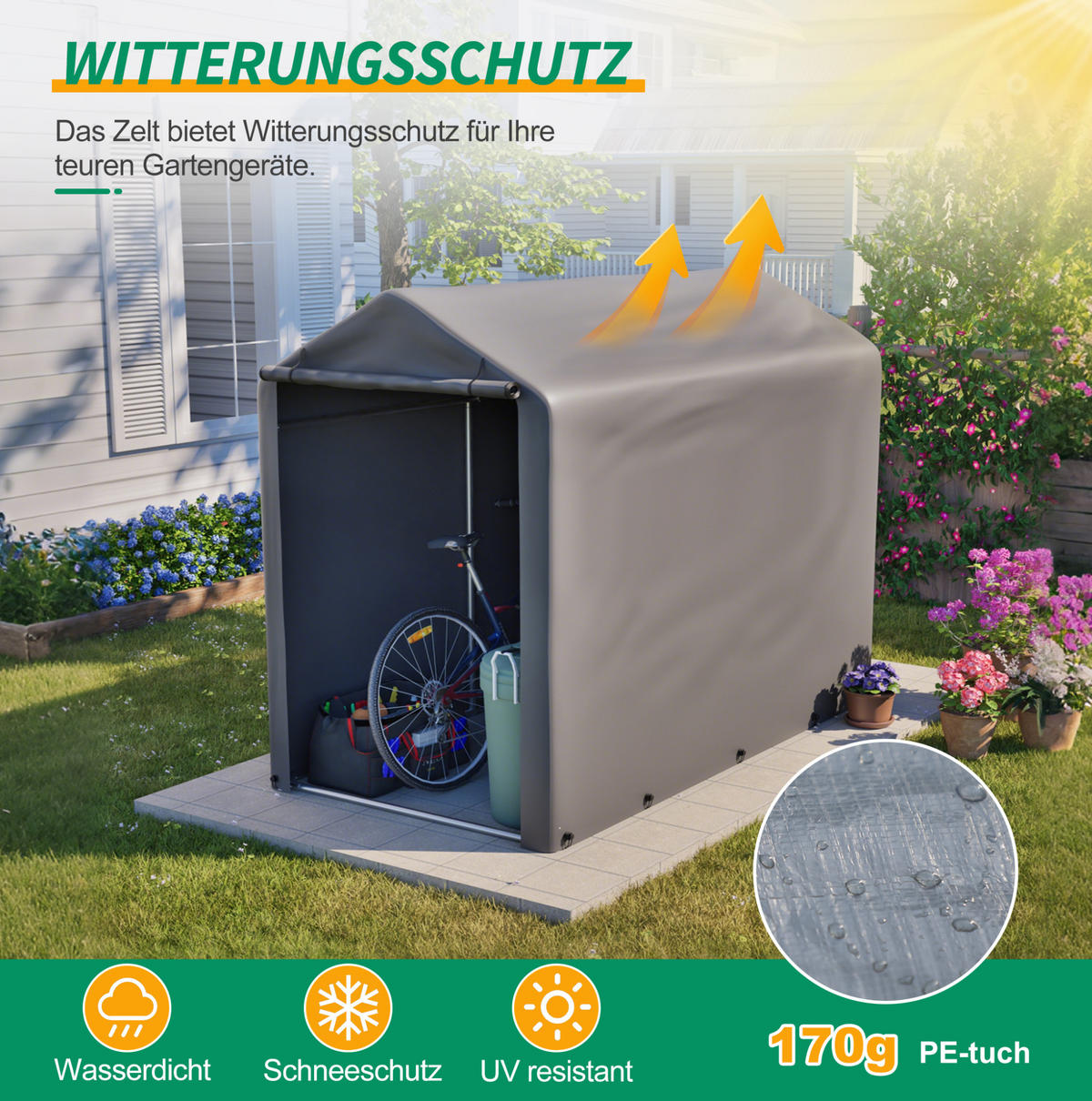 KLEINGARAGE aus verzinktem Stahl 187x100x160 cm in Dunkelgrau - Dunkelgrau, Metall (100/160/187cm) - Modfu