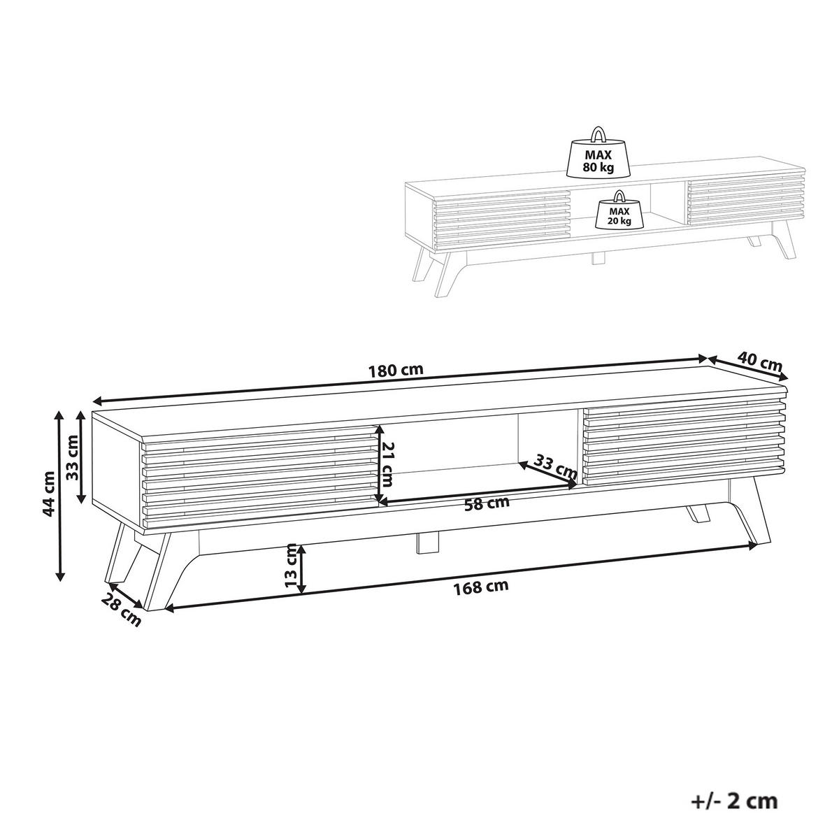 TV-MÖBEL Braun Toledo - Braun, Holzwerkstoff (180/44/40cm) - Beliani