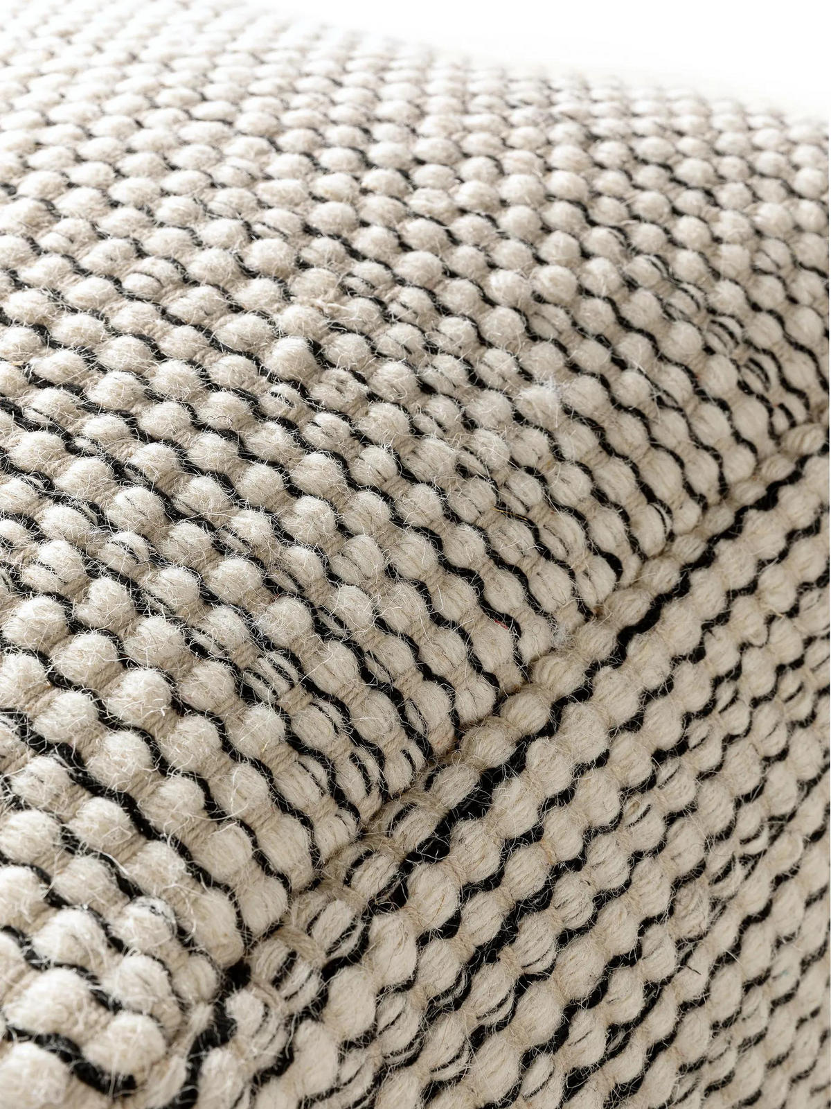 WOLL-POUF handgefertigt Rocco Beige/Schwarz 45x45x45 cm - Beige, Textil (45/45/45cm) - benuta Pure