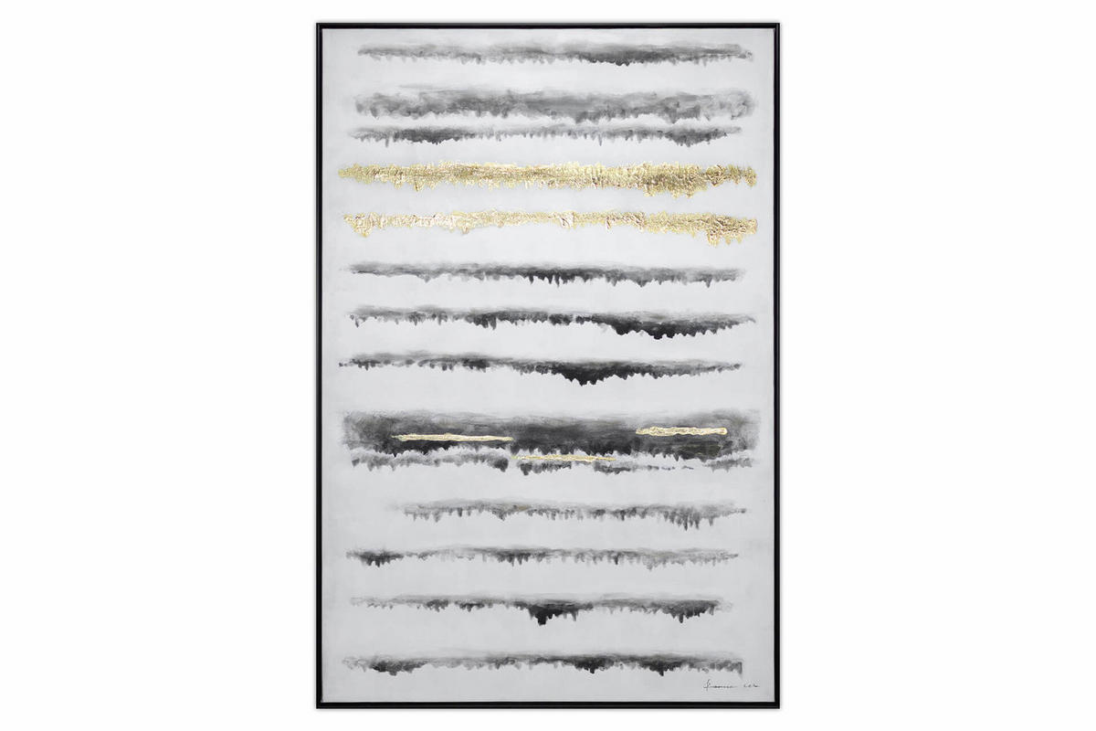 ACRYLBILD HANDGEMALT Weiß 83/123 cm - Schwarz/Grau, Textil (82.5/122.5cm) - KUNSTLOFT