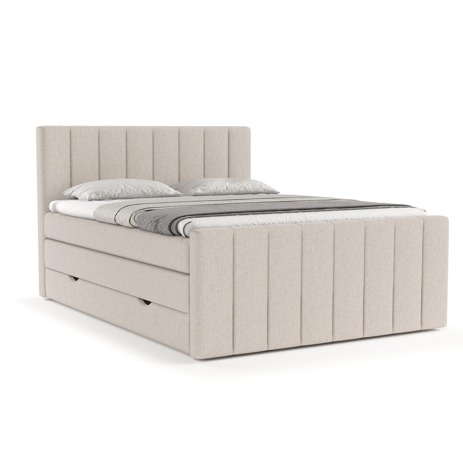 BOXSPRINGBETT Ruby Beige 180/200 cm mit Matratze und Topper - Beige/Schwarz, Holz/Holzwerkstoff (180/200cm) - Maison de Reve