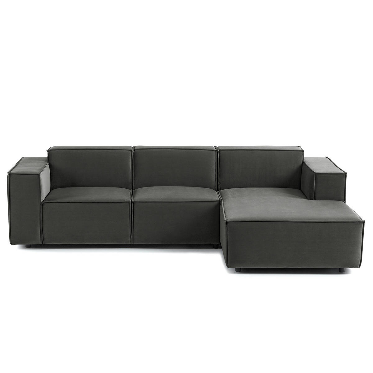ECKSOFA mit Longchair - Schwarz/Grau, Kunststoff/Textil (260/177cm) - home24