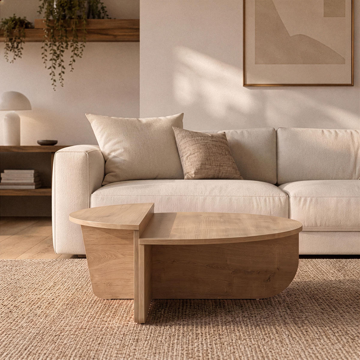 COUCHTISCH - 90 cm x 60 cm - holz - naturfarben hell Aloeva - Naturfarben, Holz (60/90/30cm) - Vente-Unique
