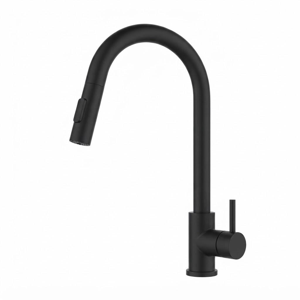 BADEZIMMERARMATUR, inklusive 70 cm langem flexiblem Schlauch, 40 x 24 cm, schwarz. - Schwarz, Metall (42/7/24cm) - Vallsero