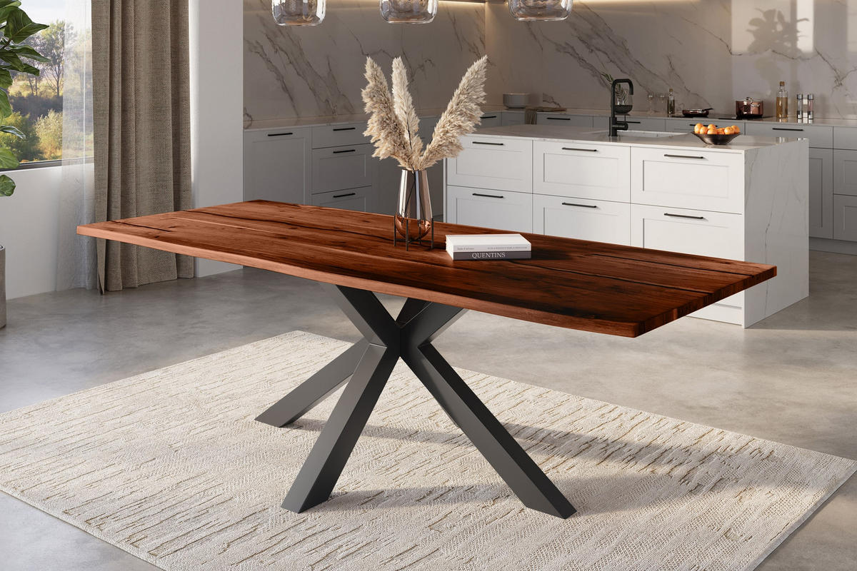 ESSTISCH POLLY - Schwarz/Braun, Holz/Metall (100/300/77cm) - SAM