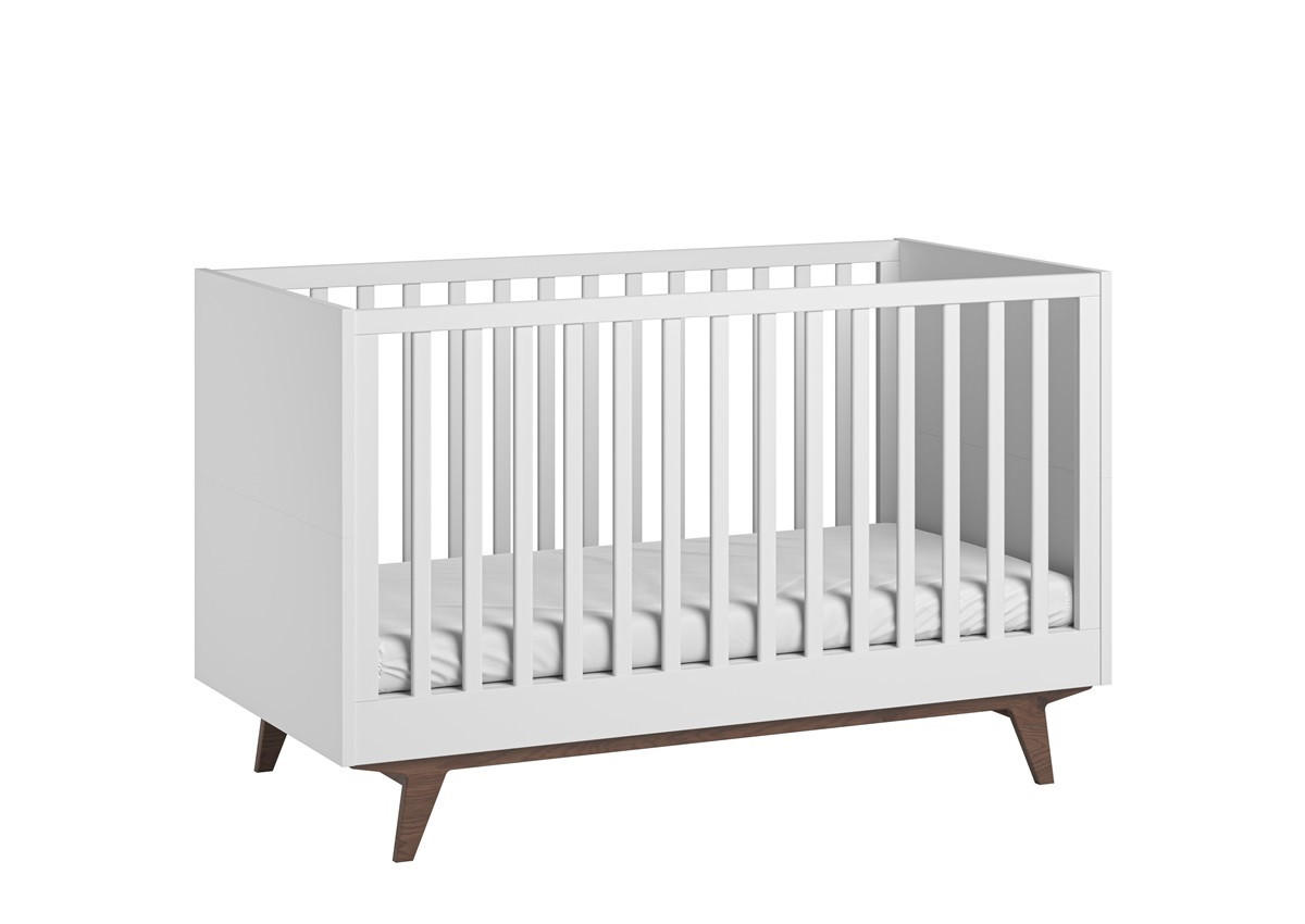 BABYZIMMER Set Maddy 4-teilig - Weiß-Walnuss - Goldfarben/Walnussfarben, Holzwerkstoff/Metall (90/50/195cm) - QMM TraumMöbel
