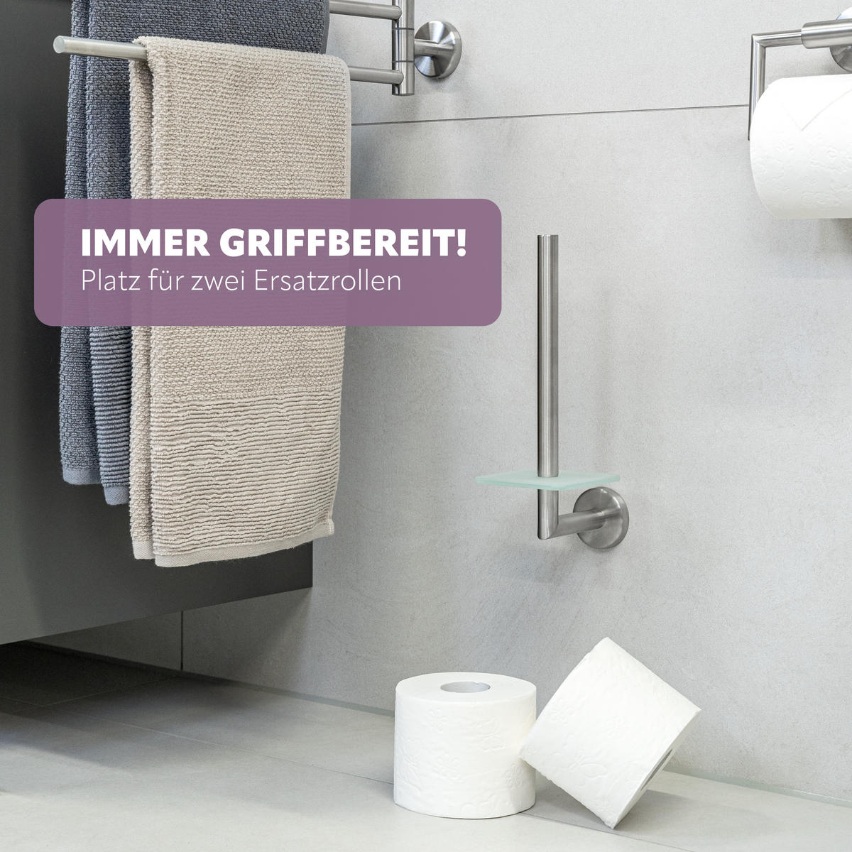 TOILETTENPAPIERHALTER PIAZZA, Edelstahl - Edelstahlfarben, Metall (10/29/14cm) - bremermann
