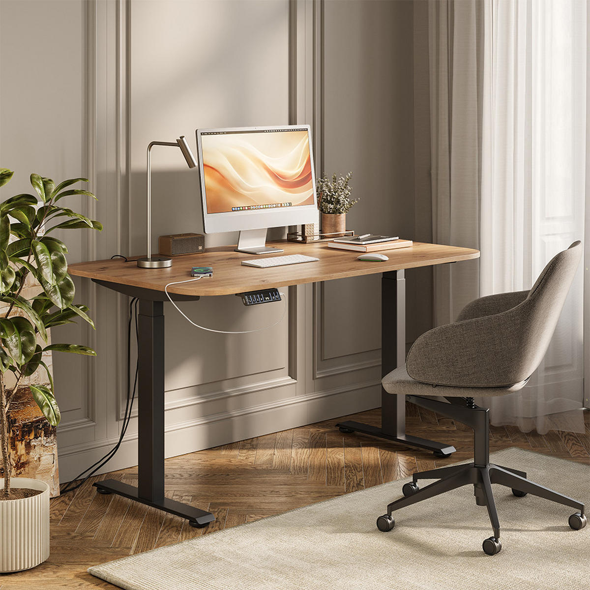 PSACÍ STŮL Elevate Černá/Řemeslná - černá, kompozitní dřevo (80/140/120cm) - Vicco