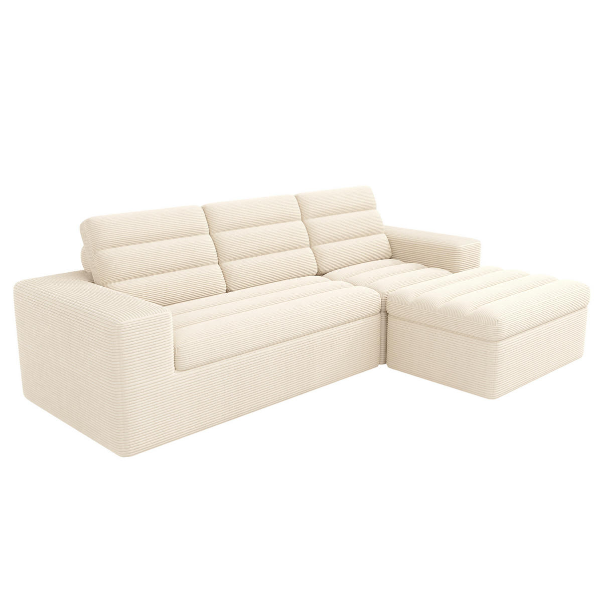 SOFA Modulares Ecksofa 253 x 161 x 89 cm Beige Cord - Beige, Kunststoff (161/253cm) - Meubliv