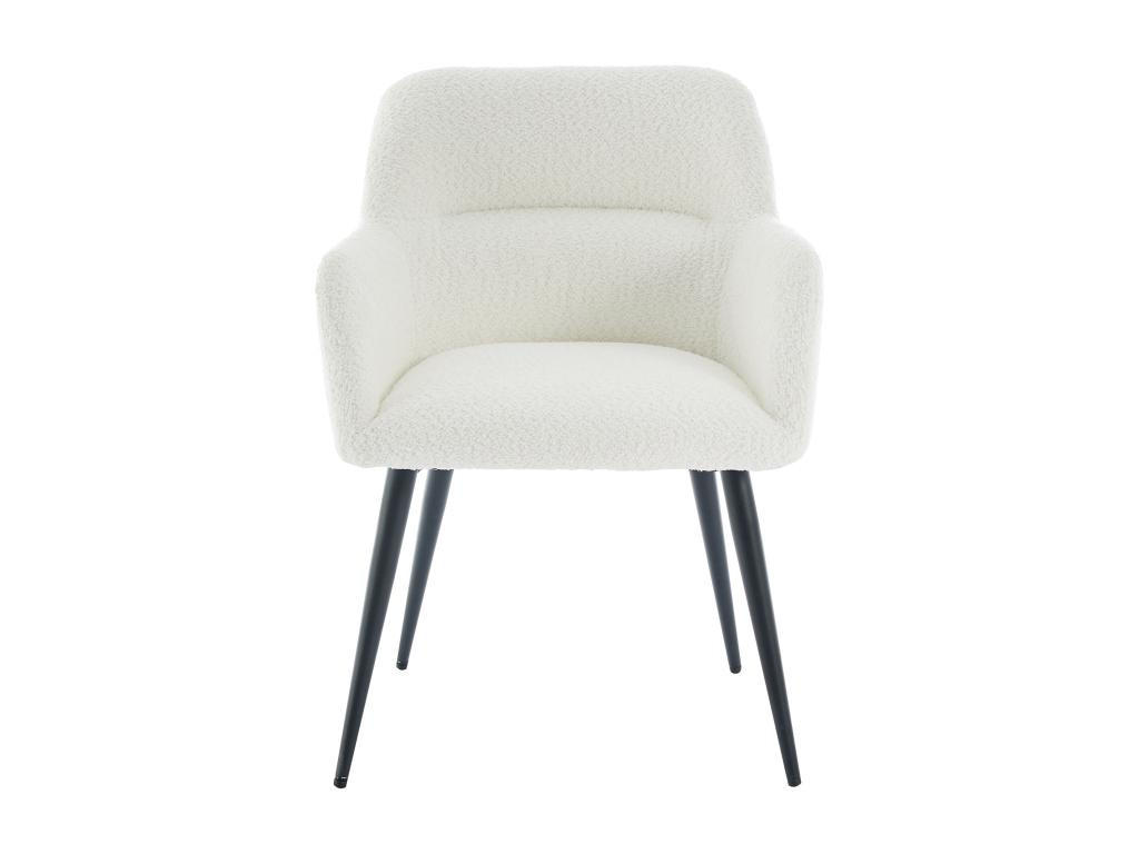 STUHL mit Armlehnen 2er-Set - Bouclé-Stoff & schwarzes Metall - Weiß - HEKA - Weiß, Textil (61/78/59.5cm) - Vente-Unique