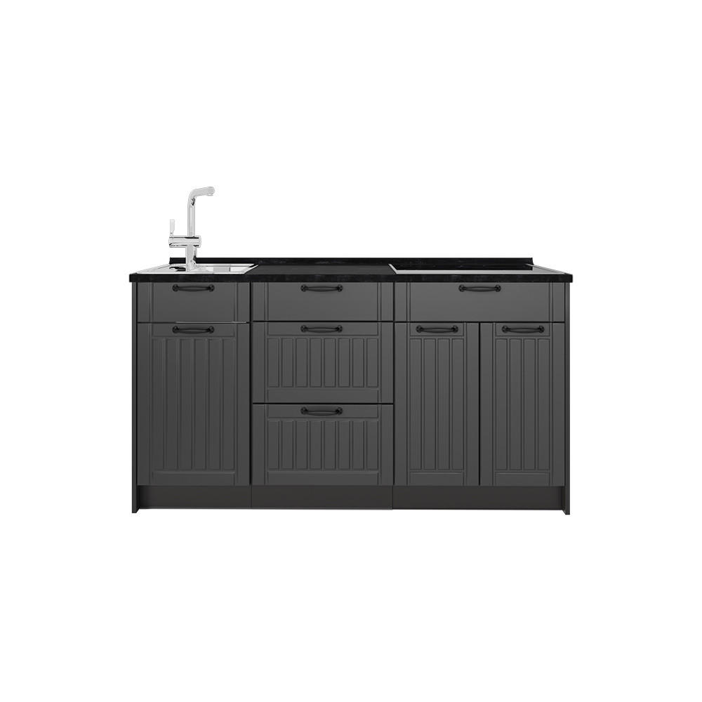 KÜCHENBLOCK Fame-Line, Dunkelgrau/Anthrazit, 150 cm ohne Arbeitsplatte - Dunkelgrau/Anthrazit, Holzwerkstoff (150/82/51.6cm) - Vicco