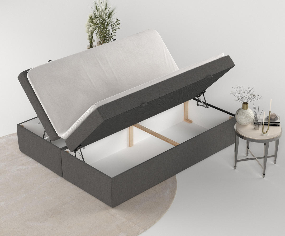 BOXBETT Lennon Anthrazit 180/200 cm im Webstoff - Anthrazit/Schwarz, Holz/Holzwerkstoff (180/200cm) - Maison de Reve