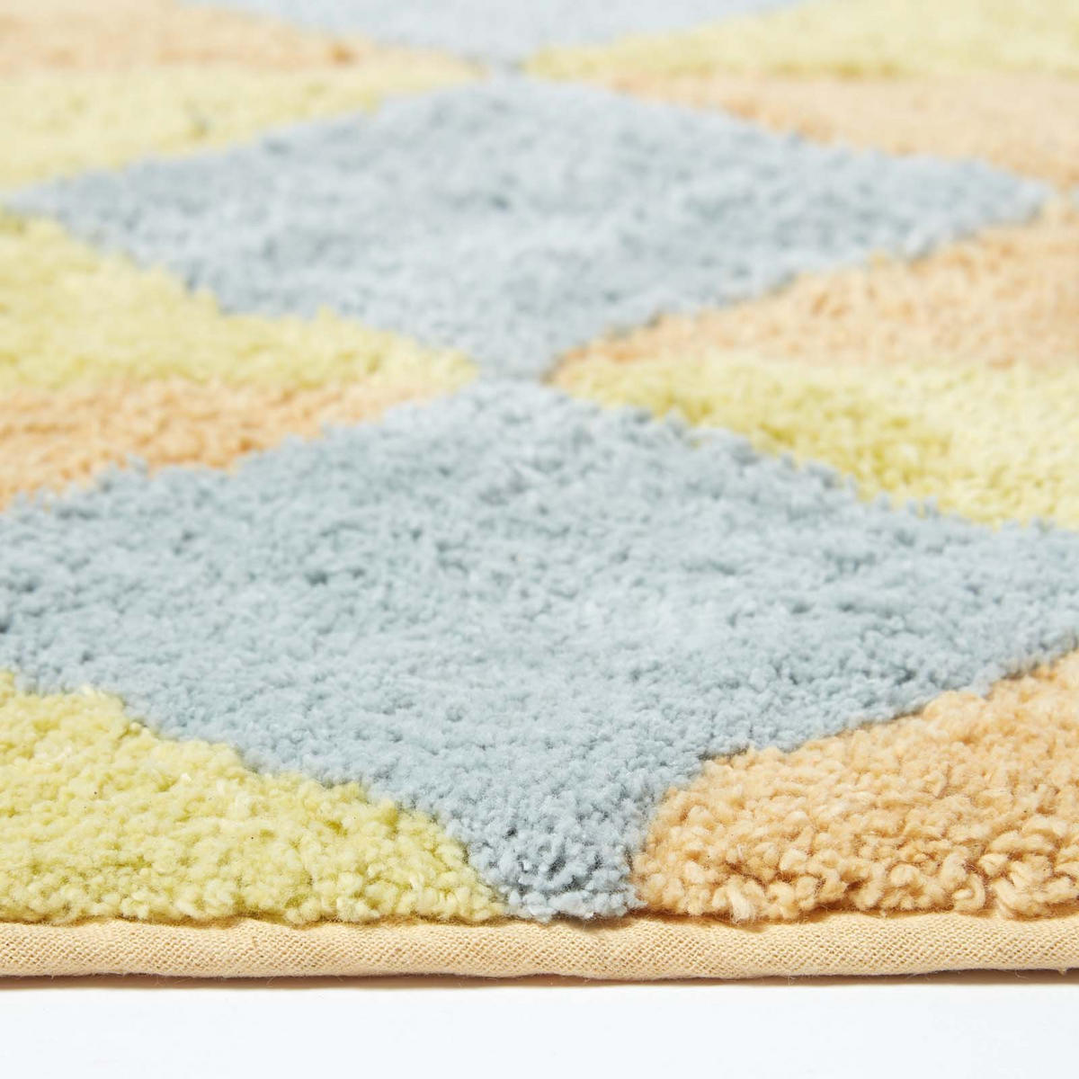 BADEMATTE 50/80 cm Rautenmuster, Baumwolle - Gelb, Textil (50/80cm) - Homescapes