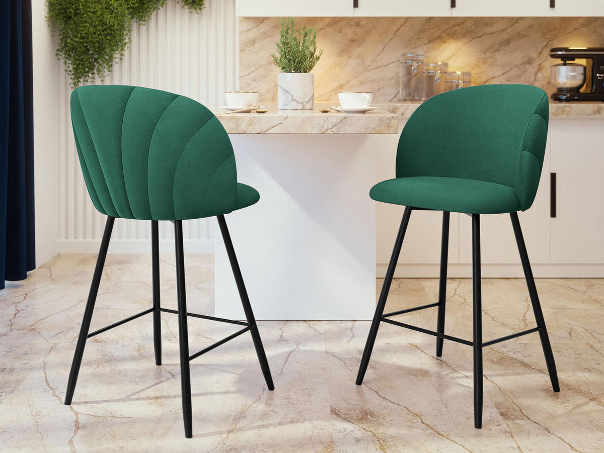 BARHOCKER K99 H - Schwarz/Grün, Holzwerkstoff/Textil (51/105/51cm) - MIRJAN24