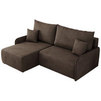 ECKSCHLAFSOFA ARPA L Braun Velvet - links - Schwarz/Braun, Kunststoff/Textil (198/150cm) - MKS