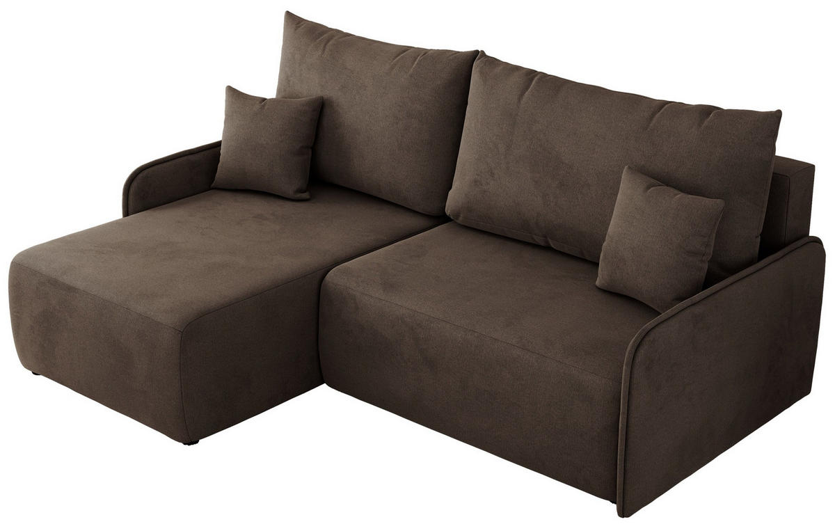 ECKSCHLAFSOFA ARPA L Braun Velvet - links - Schwarz/Braun, Kunststoff/Textil (198/150cm) - MKS